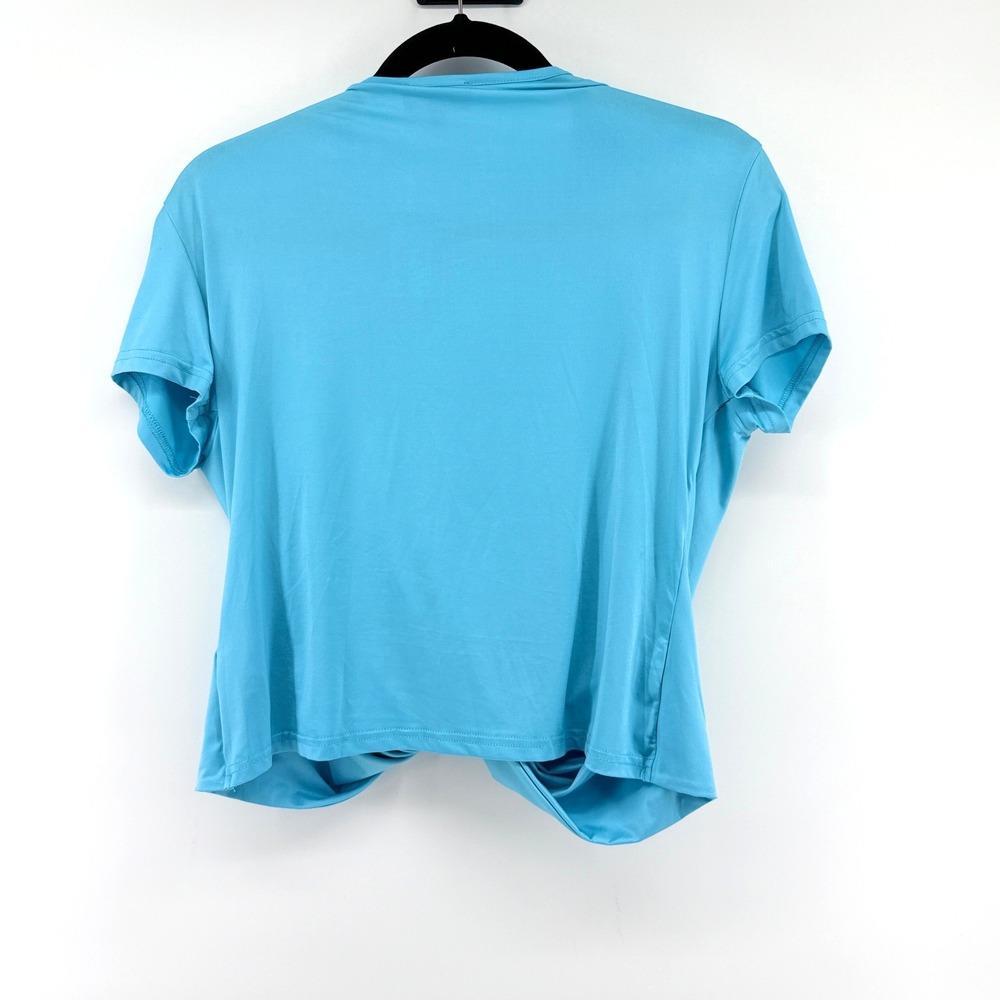 Edikted Top Surplice Knot Front XL Blue Women Short Sleeve V Neck Casual - Picture 2 of 5